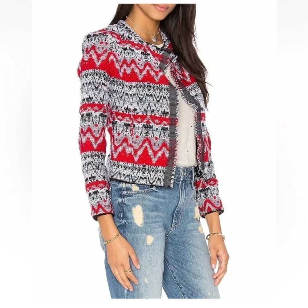 IRO Women's Red and Black Patterned Jacket, S - Picture 4 of 7